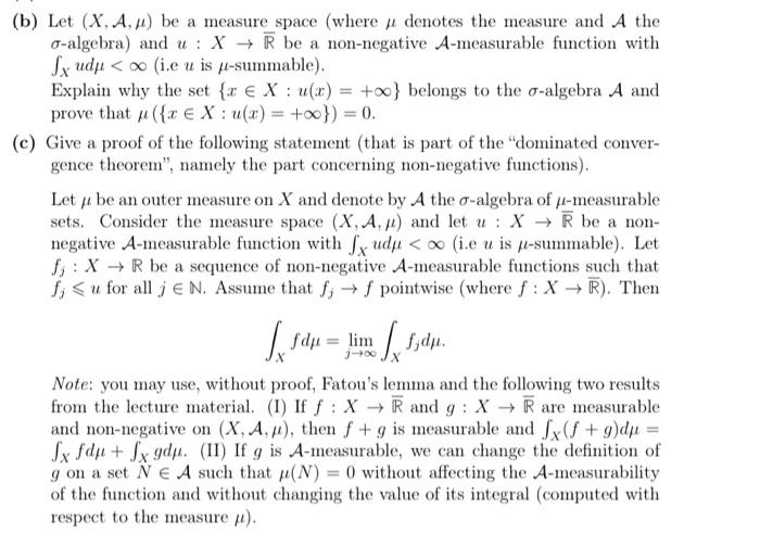 Solved B Let X A Be A Measure Space Where Y Denotes The Chegg Com