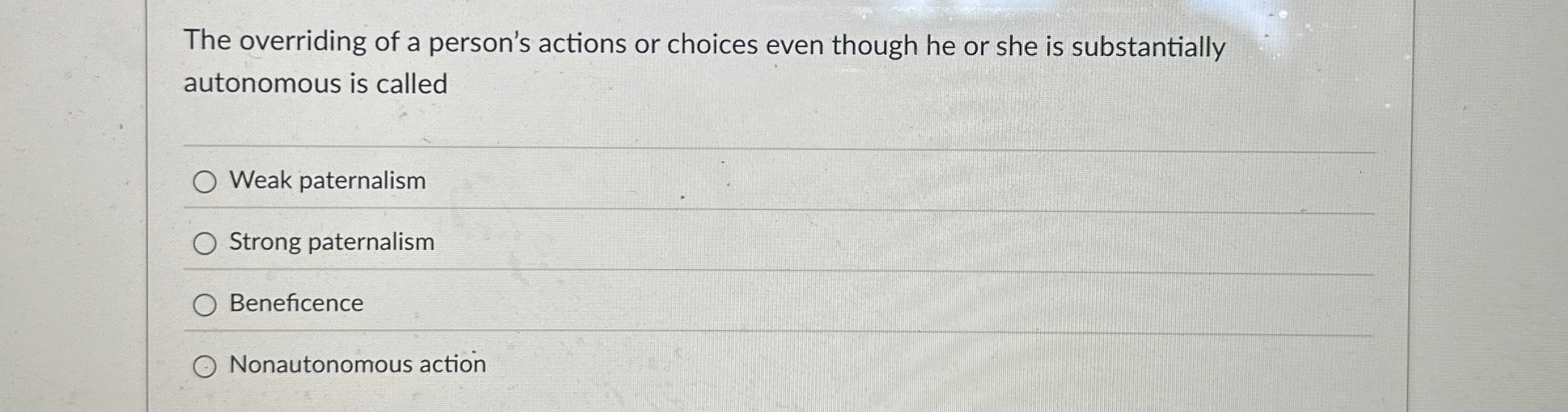 Solved The overriding of a person's actions or choices even | Chegg.com
