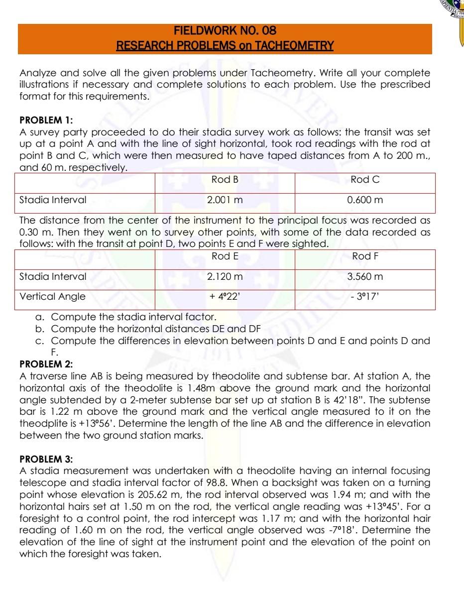 Solved PENTUS FIELDWORK NO. 08 RESEARCH PROBLEMS on | Chegg.com
