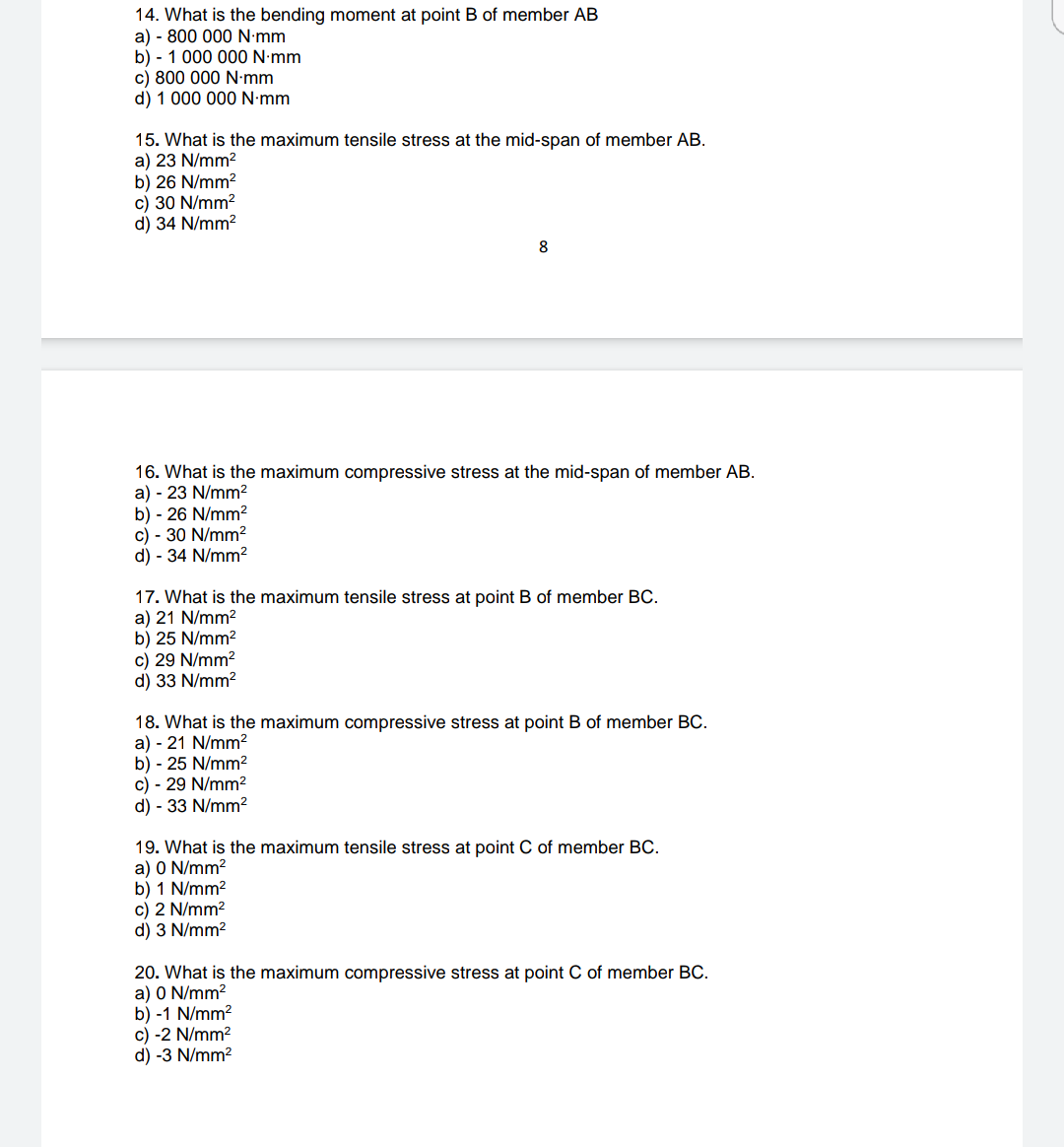 Solved Answer The Following 8 Questions Questions 13 14 Chegg Com