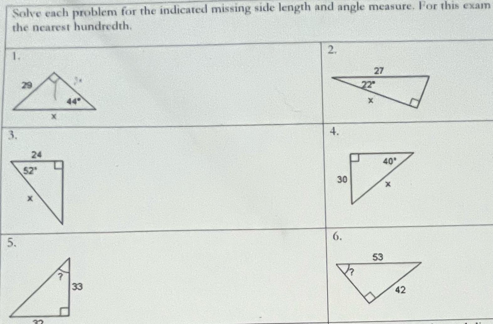 Solved Solve each problem for the indicared missing side | Chegg.com