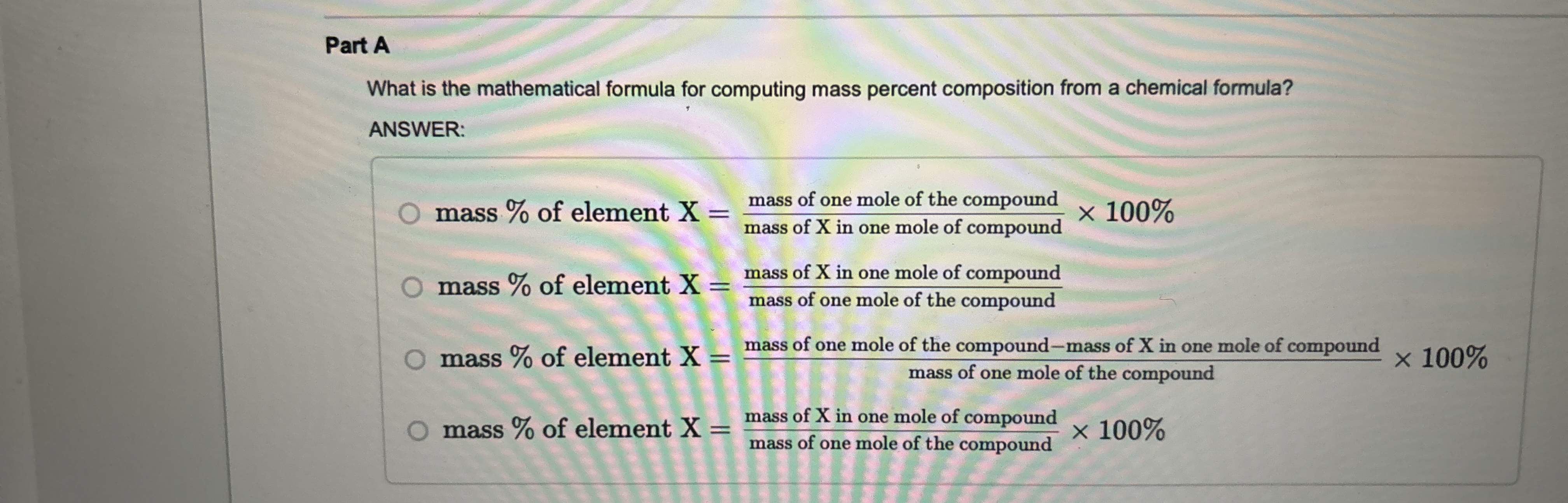 Solved Part AWhat is the mathematical formula for computing | Chegg.com