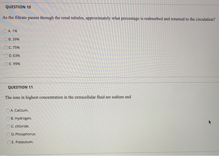 Solved QUESTION 2 The process of filtration occurs at the | Chegg.com