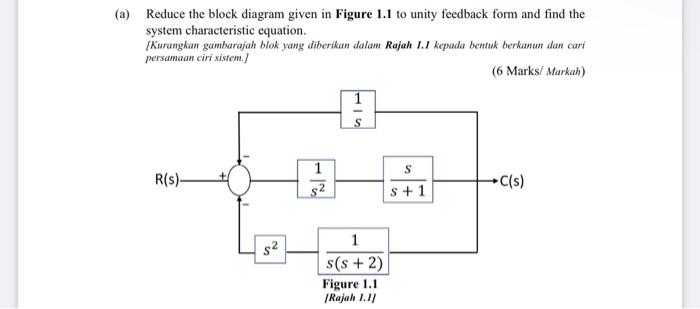 Solved (a) Reduce the block diagram given in Figure 1.1 to | Chegg.com