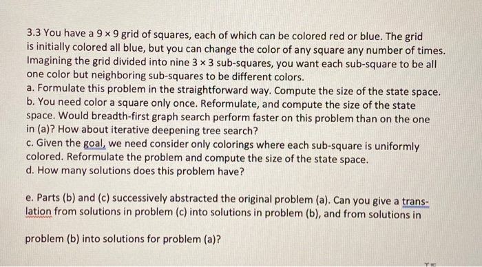 3.3 You have a 9 x 9 grid of squares, each of which | Chegg.com
