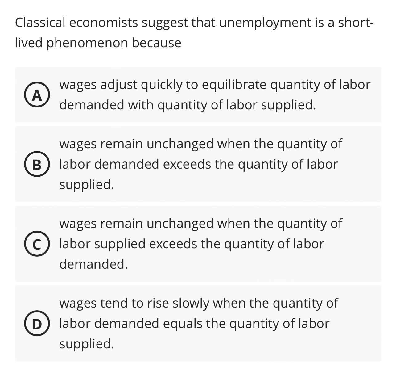 Solved Classical economists suggest that unemployment is a | Chegg.com