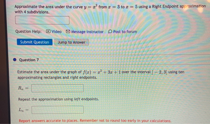 Solved Approximate the area under the curve y = x? from = 3 | Chegg.com