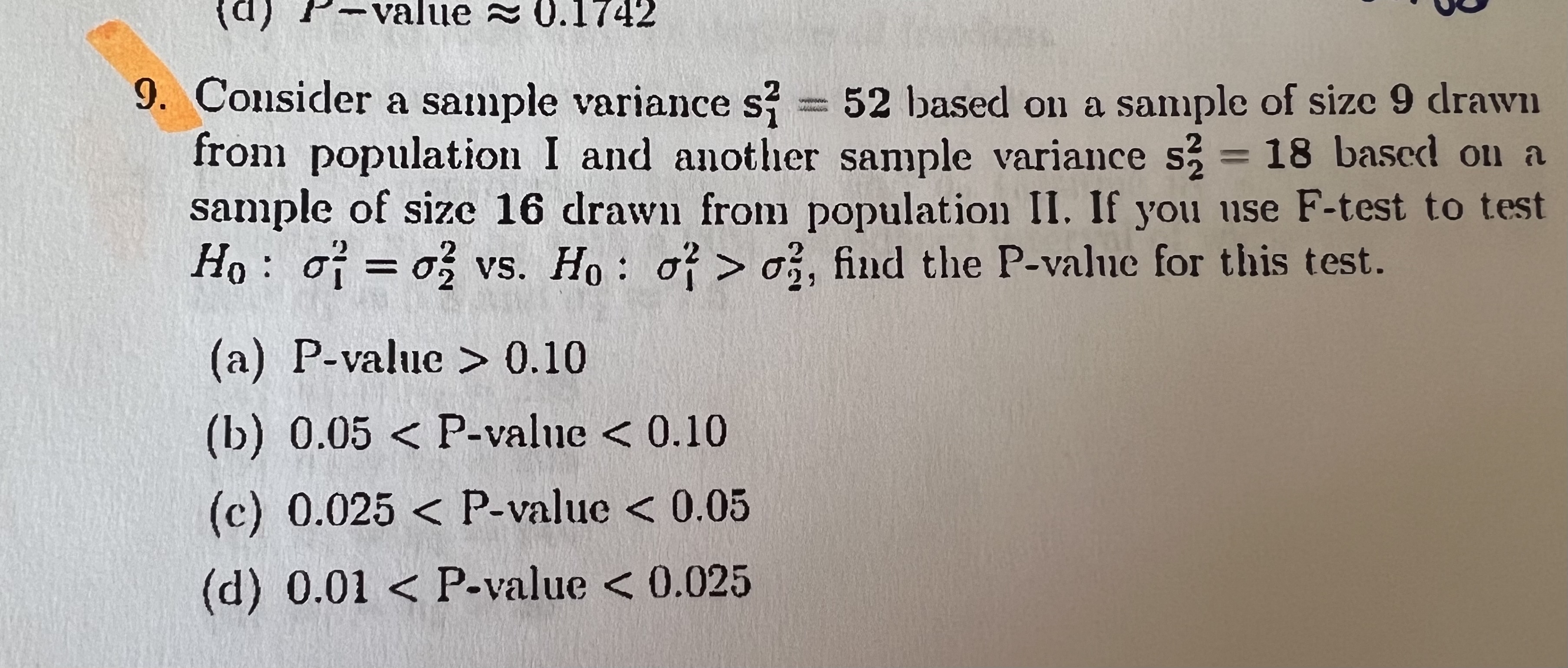 Solved Consider a sample variance s12=52 ﻿based on a sample | Chegg.com