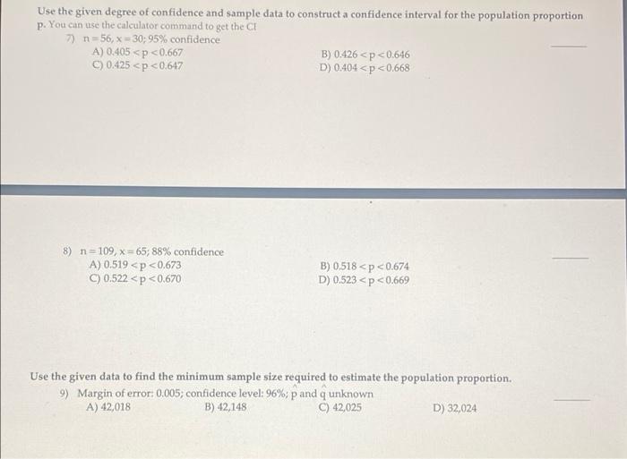 Solved Use the given degree of confidence and sample data to | Chegg.com