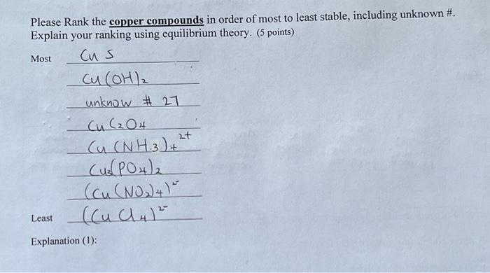 copper 2 or copper 1 which is more stable