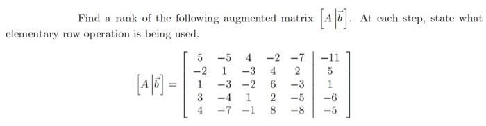find the rank of the following matrix by elementary row transformation