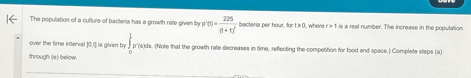 Solved The population of a culture of bacteria has a growth | Chegg.com