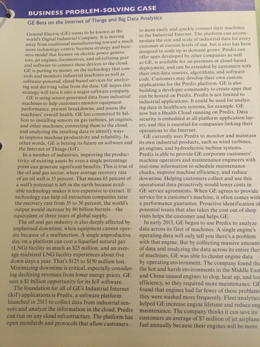 Solved BUSINESS PROBLEM-SOLVING CASE GE Bets on the Internet | Chegg.com