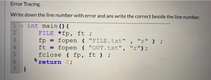 Solved Error Tracing Write down the line number with error | Chegg.com