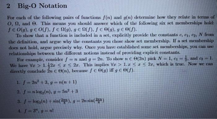 Solved For Each Of The Following Pairs Of Functions F(n) And | Chegg.com