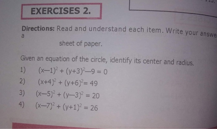 Solved EXERCISES 2. Directions: Read and understand each | Chegg.com