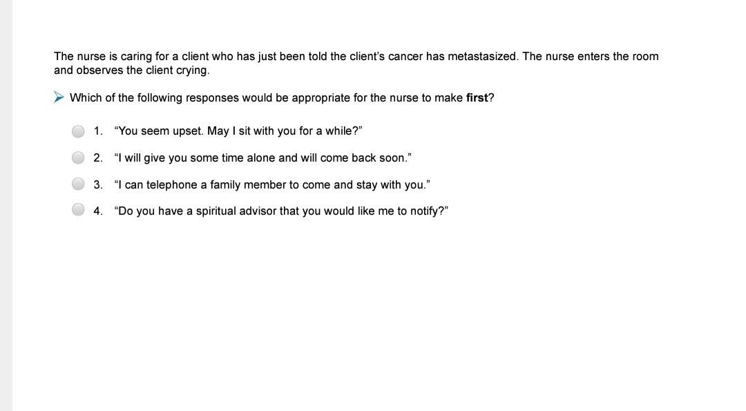 Solved The nurse is caring for a client who has just been | Chegg.com