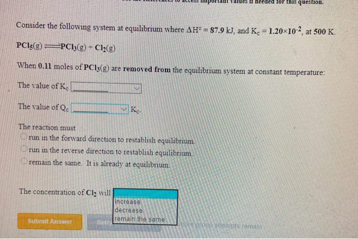 Solved Consider the following system at equilibrium where | Chegg.com