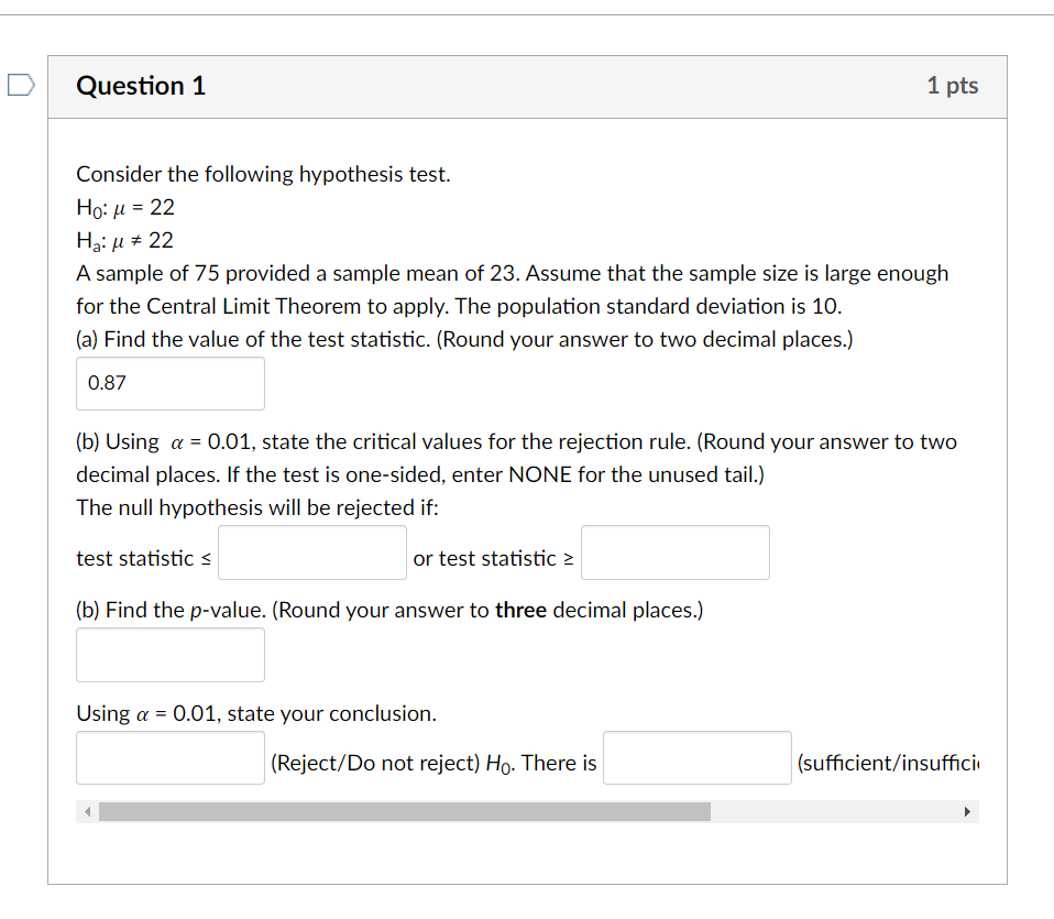 Solved Question 1Consider the following hypothesis | Chegg.com