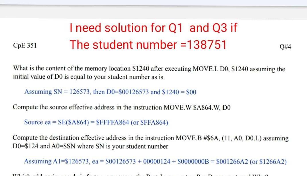 Solved I need solution for Q1 and Q3 if the student number | Chegg.com