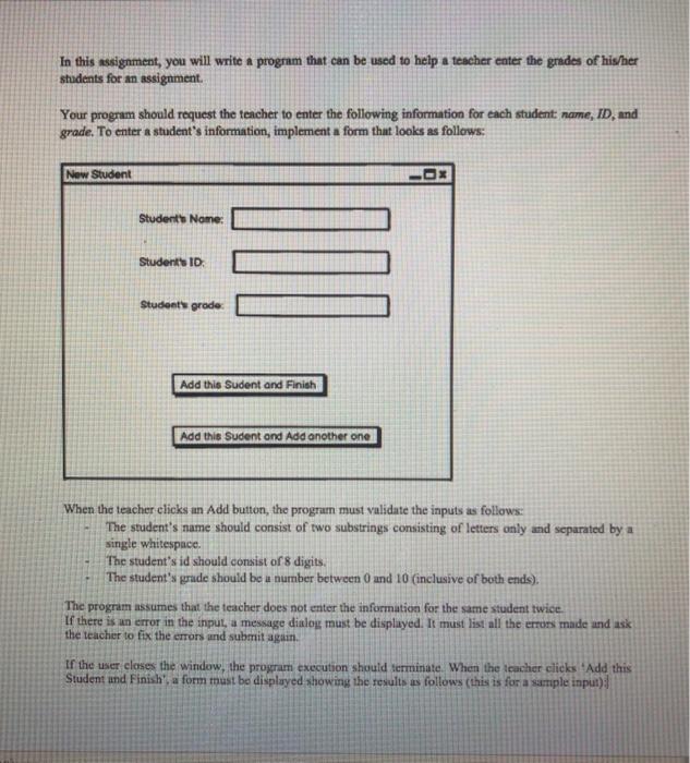 Solved In this assignment, you will write a program that can | Chegg.com