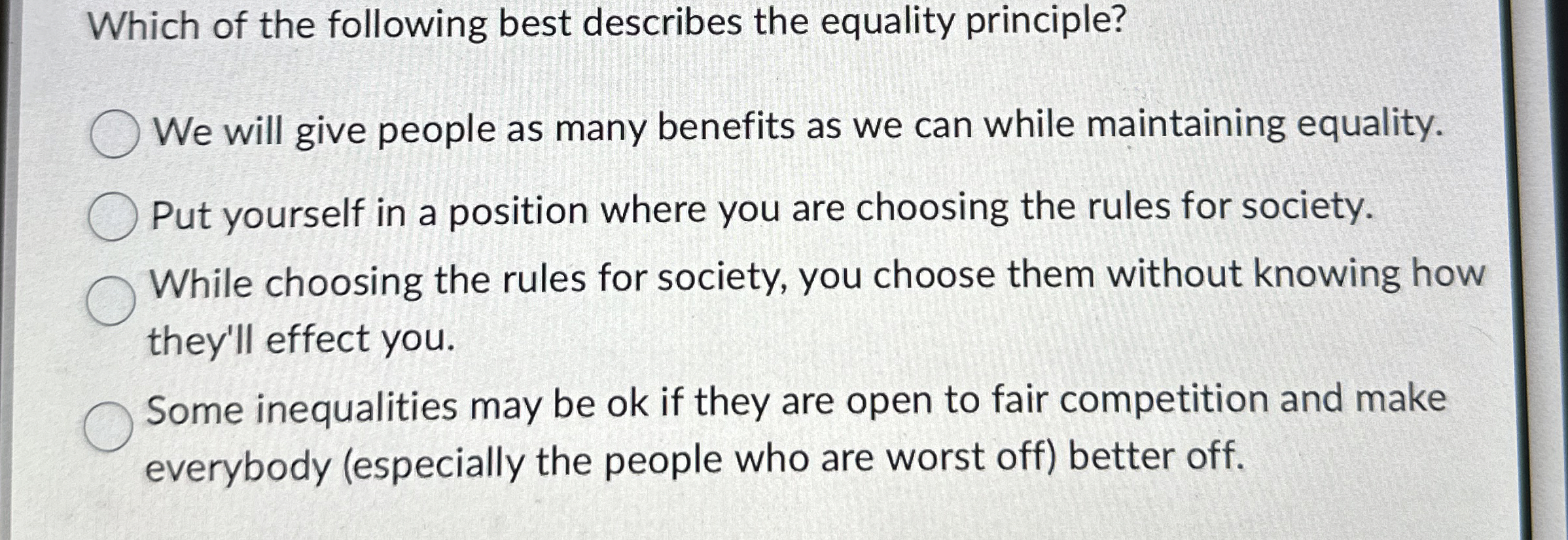 Solved Which of the following best describes the equality | Chegg.com