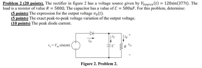 Solved Problem 2 (20 points). The rectifier in figure 2 has | Chegg.com