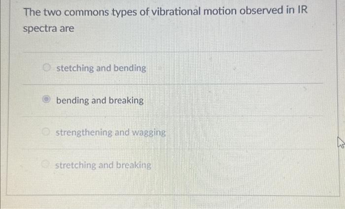 Solved The two commons types of vibrational motion observed | Chegg.com