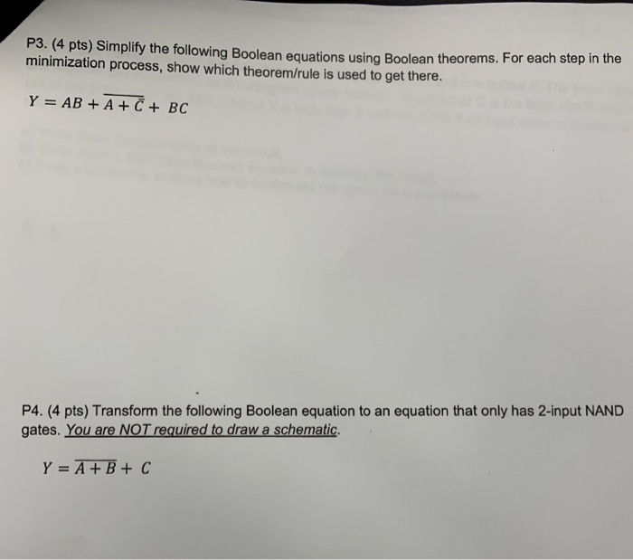 Solved The Following Boolean Equations Using Boolean | Chegg.com