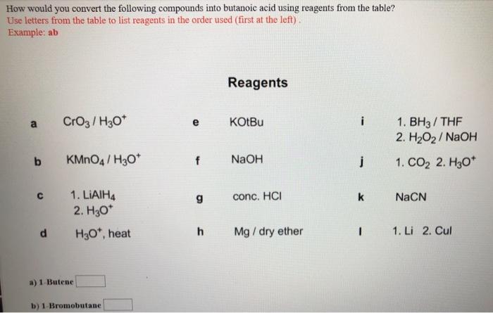 How Would You Convert The Following Compounds Into Bu Solvedlib