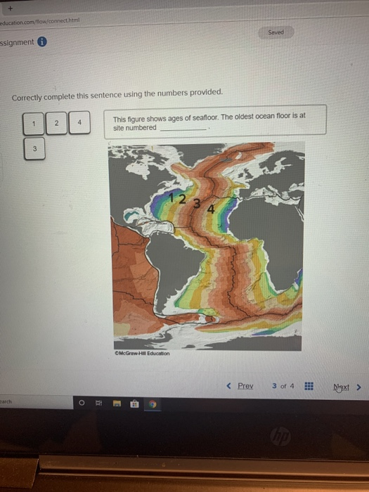 Solved this figure shows ages of seafloor. the oldest ocean | Chegg.com