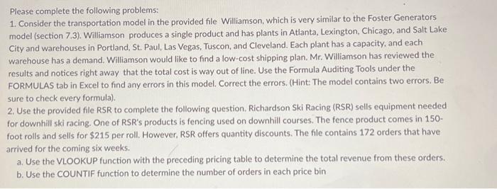 Solved Please complete the following problems: 1. Consider | Chegg.com