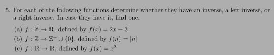 Solved 5. For each of the following functions determine | Chegg.com