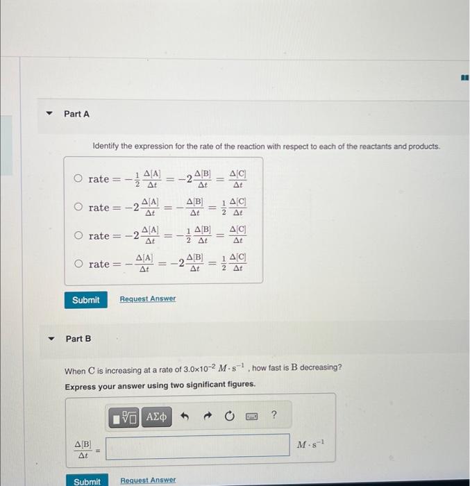 Solved Identify the expression for the rate of the reaction | Chegg.com