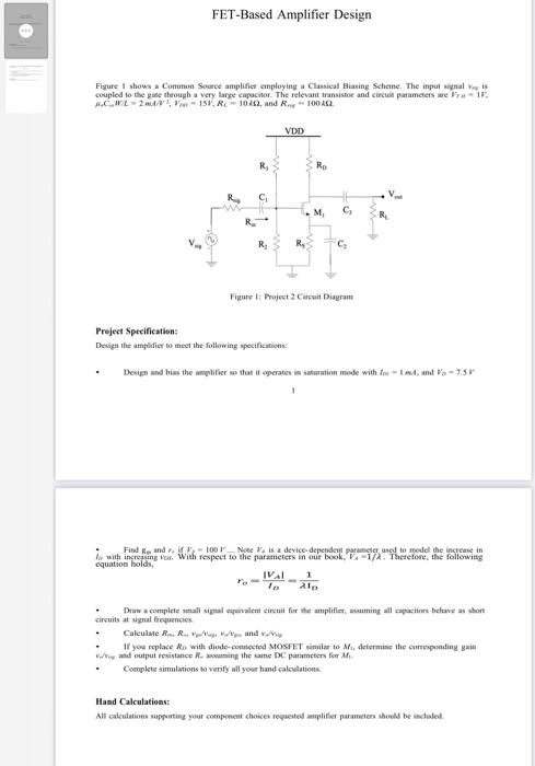 Solved Figure 1 shows a Common Source amplifier employing a | Chegg.com