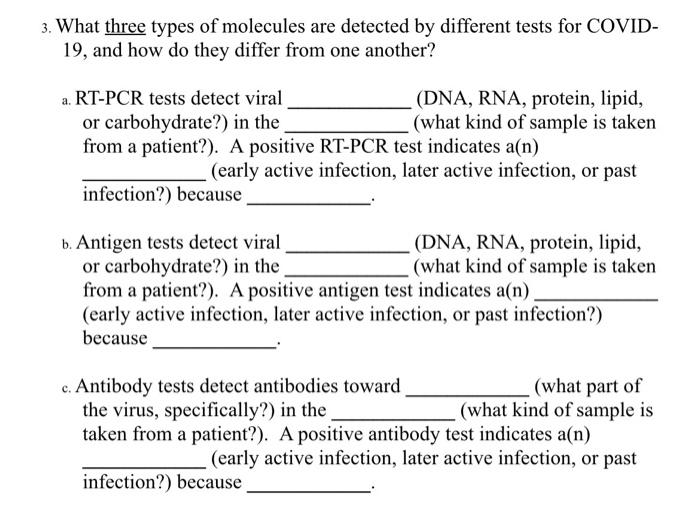 Solved b. Antigen tests detect viral (DNA, RNA, protein, | Chegg.com