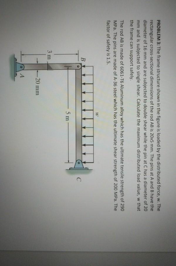 Solved PROBLEM 3: The frame structure shown in the figure is | Chegg.com