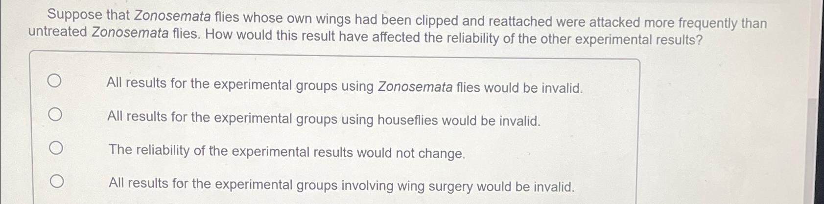 Solved Suppose that Zonosemata flies whose own wings had | Chegg.com