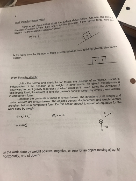 Solved Work Done by Normal Force Consider an object sliding | Chegg.com