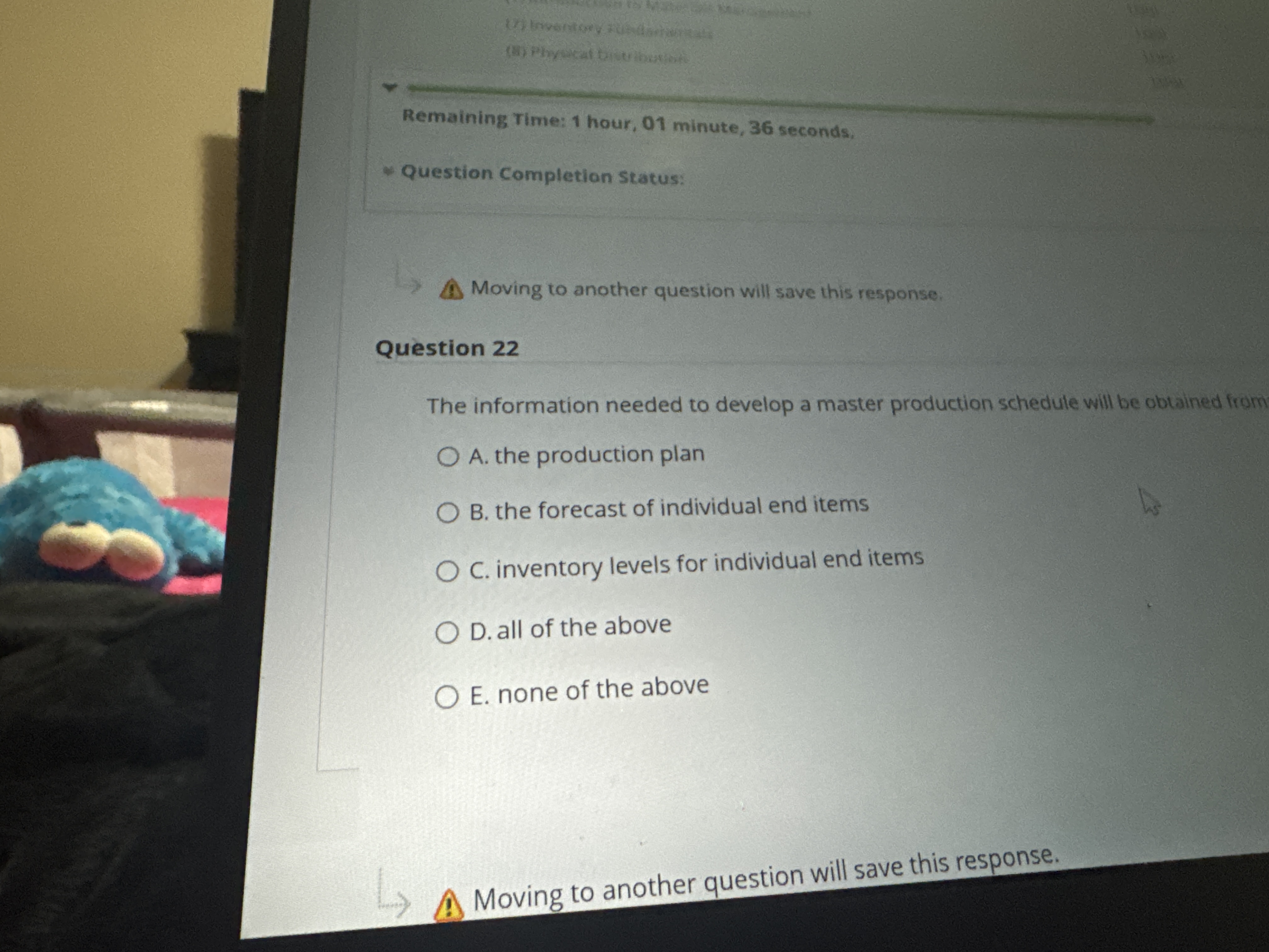 Solved Question 22The information needed to develop a master | Chegg.com