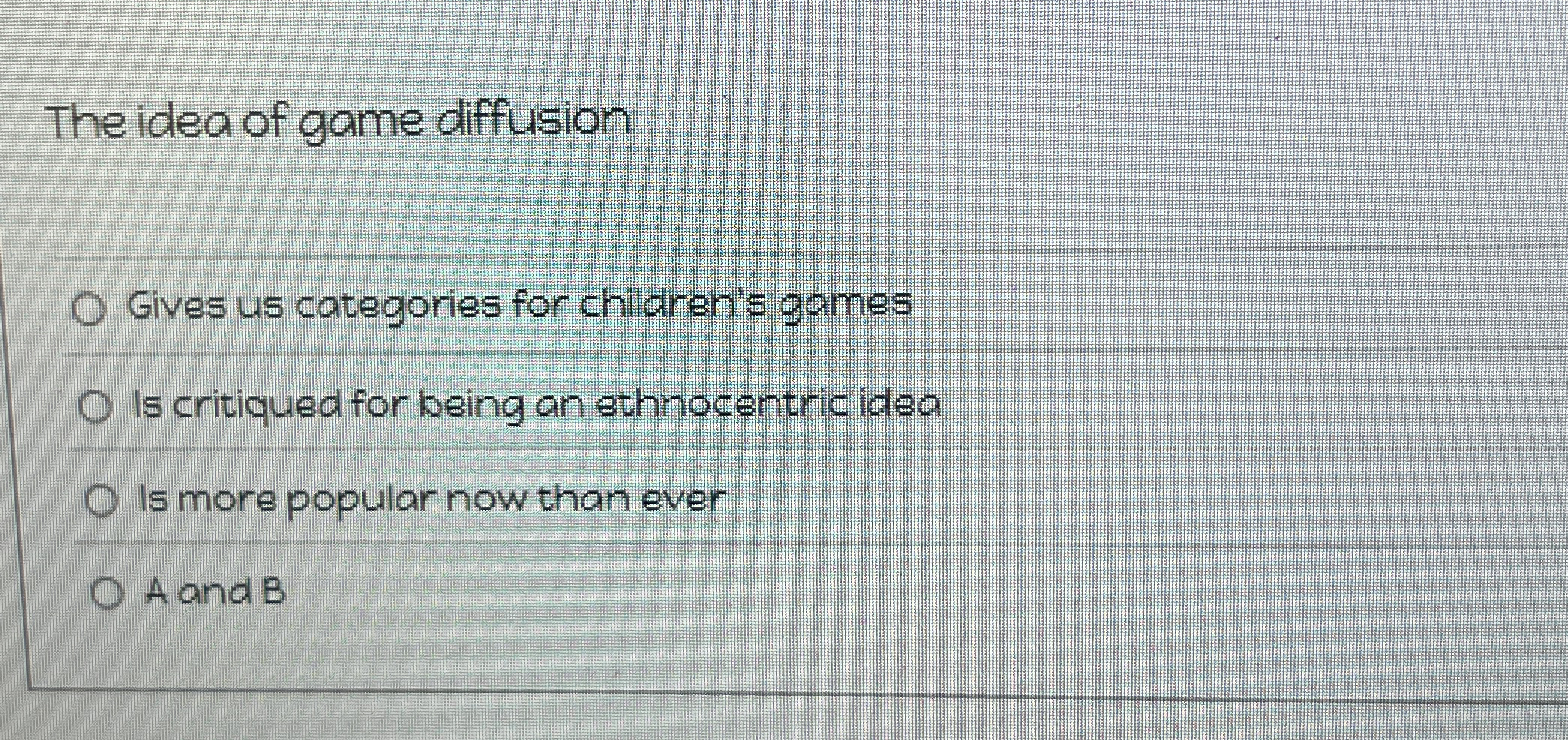 Solved The idea of game diffusionGives us categories for | Chegg.com