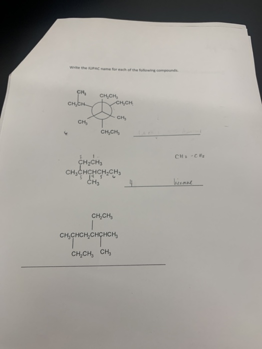 Solved Write The IUPAC Name For Each Of The Following | Chegg.com