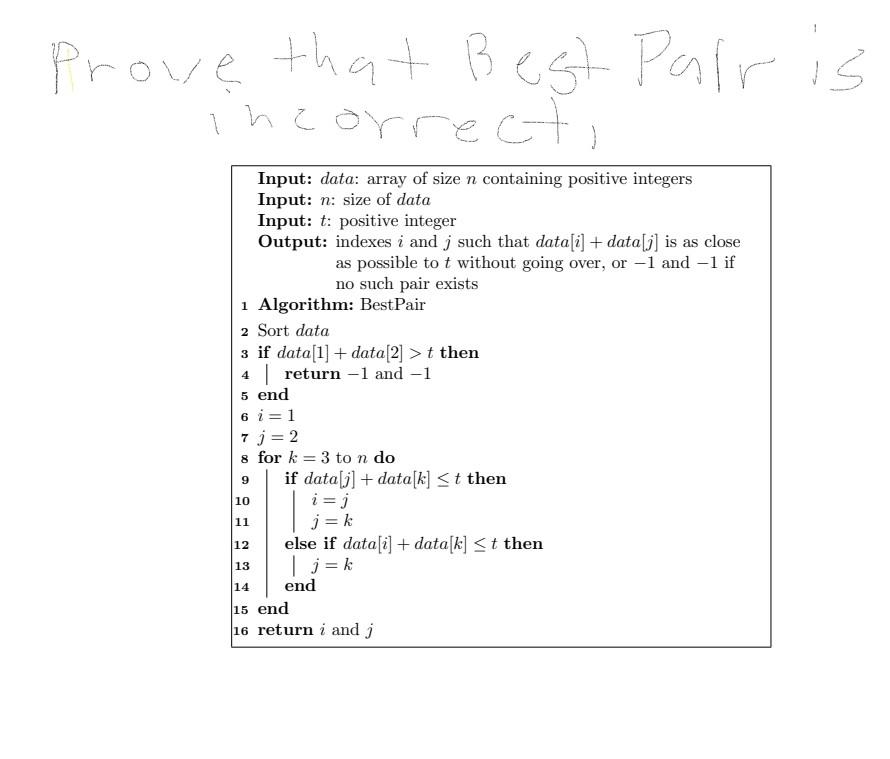 prove that Best Pair incorrect is ) Input: data: | Chegg.com