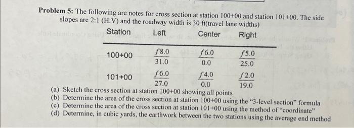 Solved Problem 5: The Following Are Notes For Cross Section | Chegg.com