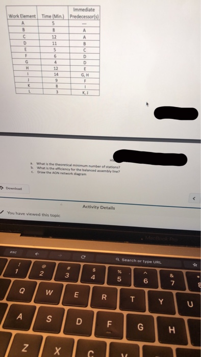 Solved Balance the assembly line for the tasks contained in | Chegg.com