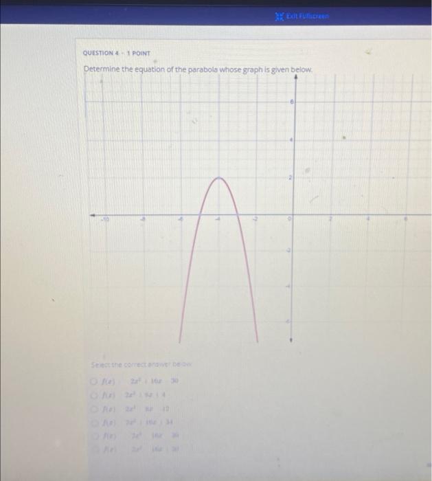 IST QUESTION 4- 1 POINT Exit Fullscreen Determine the | Chegg.com