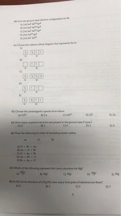 Solved Give the ground state electron configuration for Se | Chegg.com