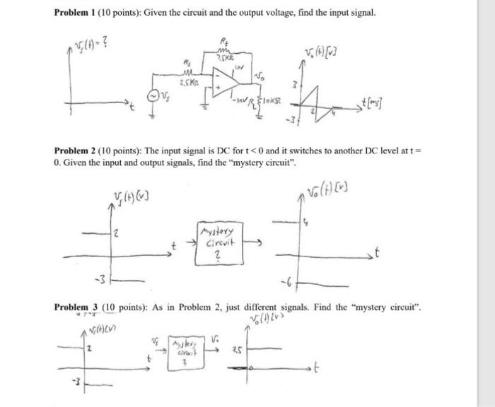 Solved Problem 1 (10 Points): Given The Circuit And The | Chegg.com