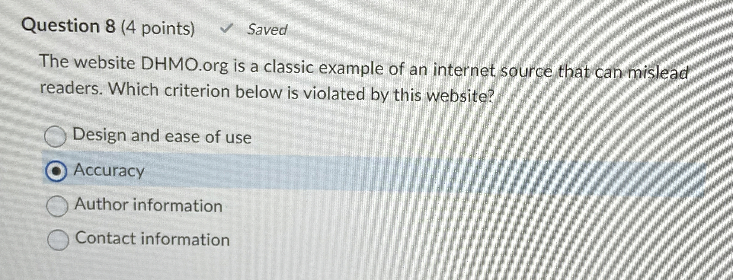 Solved Question 8 (4 ﻿points) ﻿SavedThe website DHMO.org is | Chegg.com