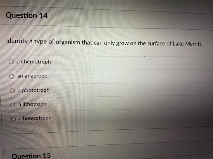 Solved Identify a type of organism that can only grow on the | Chegg.com